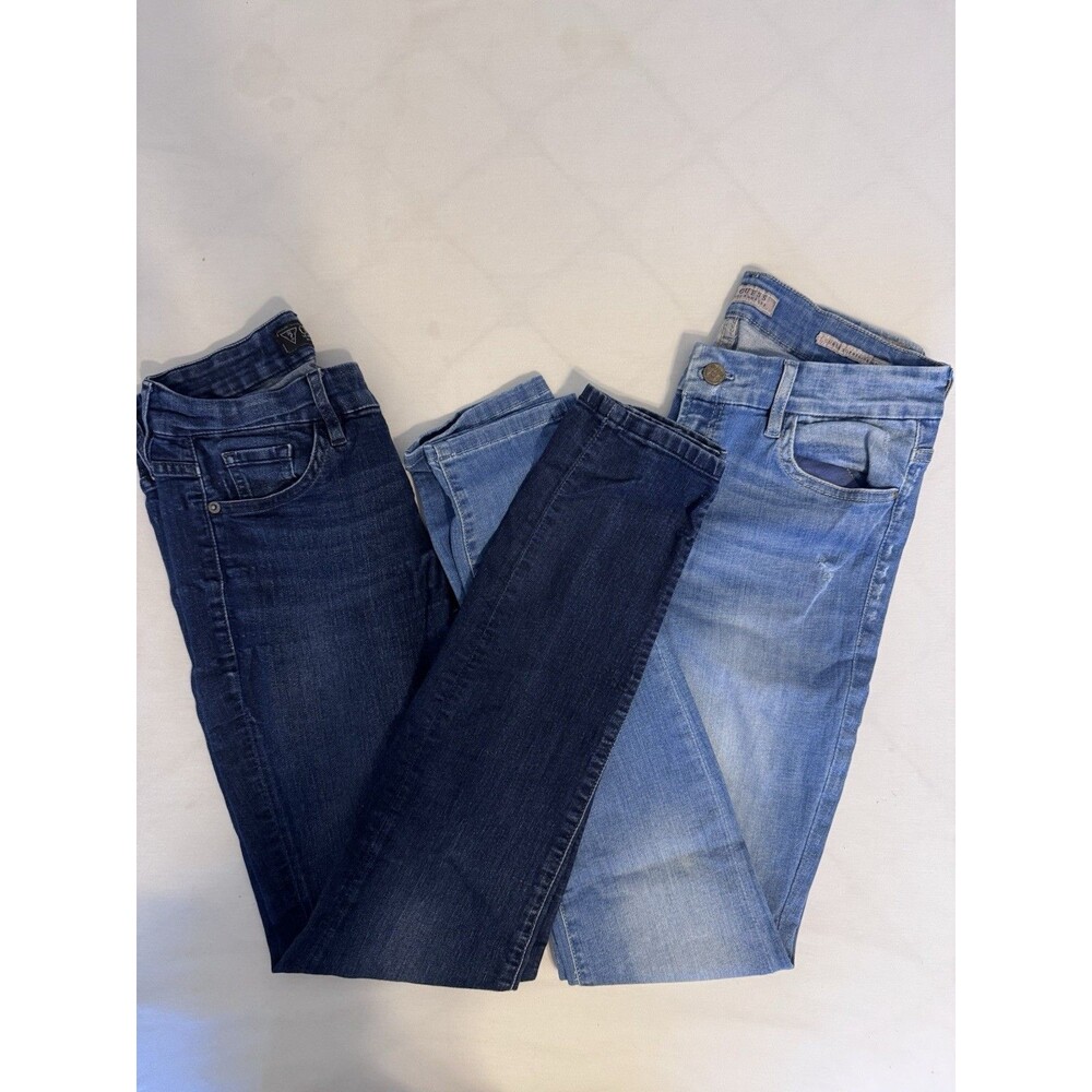 2 Pairs GUESS Curvy Sophia-Skinny Sz 28 Jeans Dark Light Wash Stretch 90's